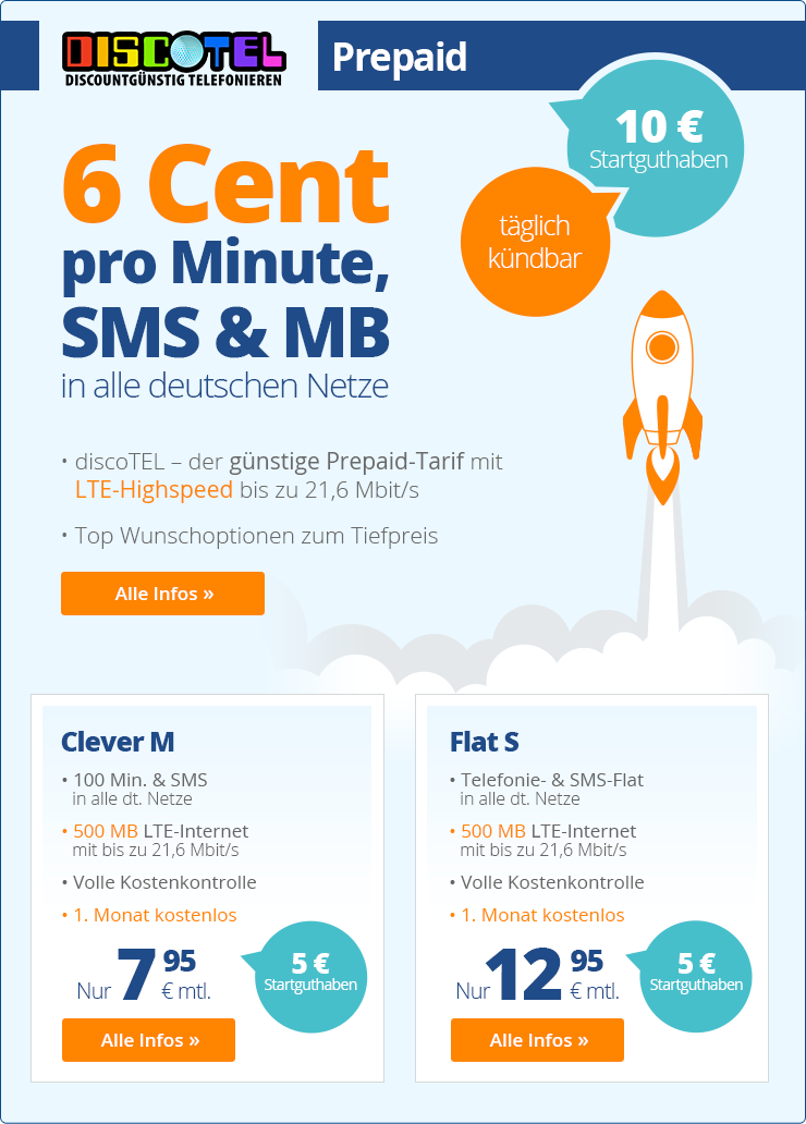 discoTEL - Der Cent 6 Prepaid Tarif
