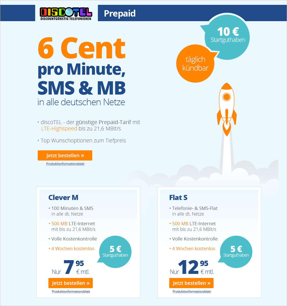 discoTEL - Der Cent 6 Prepaid Tarif